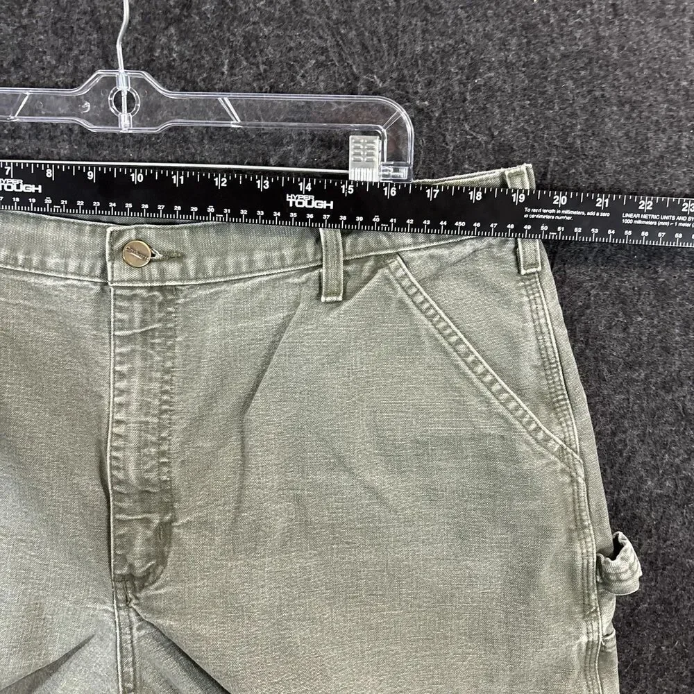 Carhartt Carpenter Pants Men's 38x29 Green Duck Canvas Relaxed Fit Dungaree